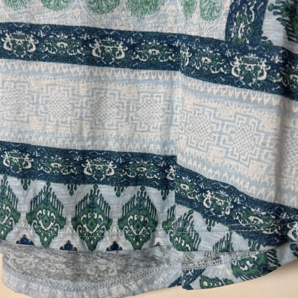 Lucky Brand Teal and Navy Patterned Short Sleeve Top - Picture 3 of 6